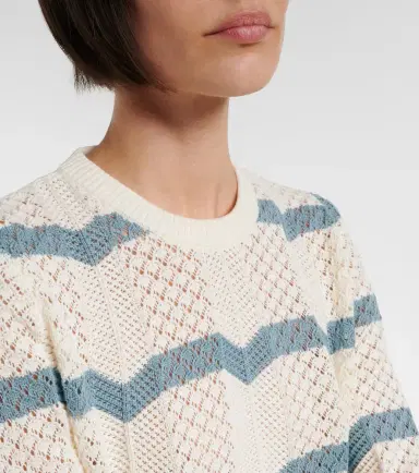 La DoubleJ Chevron crochet cropped cotton sweater | Thumbnail 3