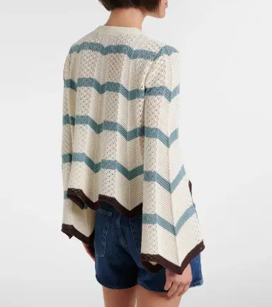 La DoubleJ Chevron crochet cropped cotton sweater | Thumbnail 4