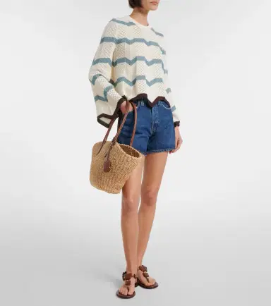 La DoubleJ Chevron crochet cropped cotton sweater | Thumbnail 5