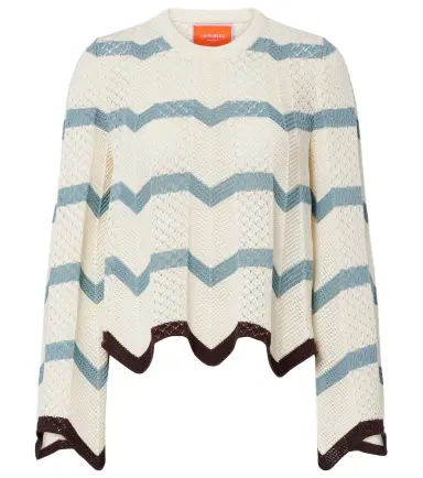 La DoubleJ Chevron crochet cropped cotton sweater | Thumbnail 1