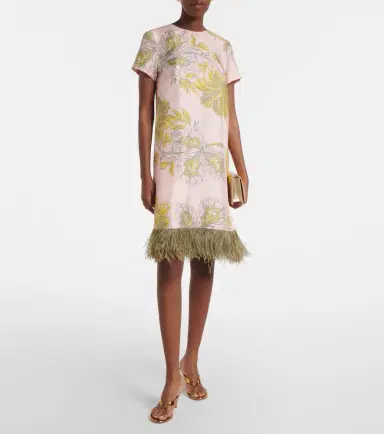 La DoubleJ Swing feather-trimmed floral silk twill minidress | Thumbnail 2 La DoubleJ Swing feather-trimmed floral silk twill minidress | Thumbnail 2