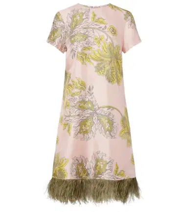La DoubleJ Swing feather-trimmed floral silk twill minidress | Thumbnail 1 La DoubleJ Swing feather-trimmed floral silk twill minidress | Thumbnail 1