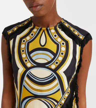 La DoubleJ Scarf fringed printed silk voile top | Thumbnail 2