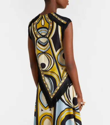 La DoubleJ Scarf fringed printed silk voile top | Thumbnail 4