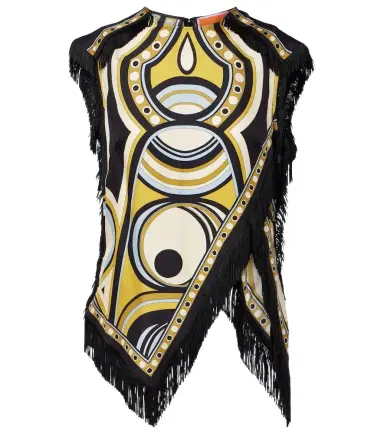 La DoubleJ Scarf fringed printed silk voile top | Thumbnail 1
