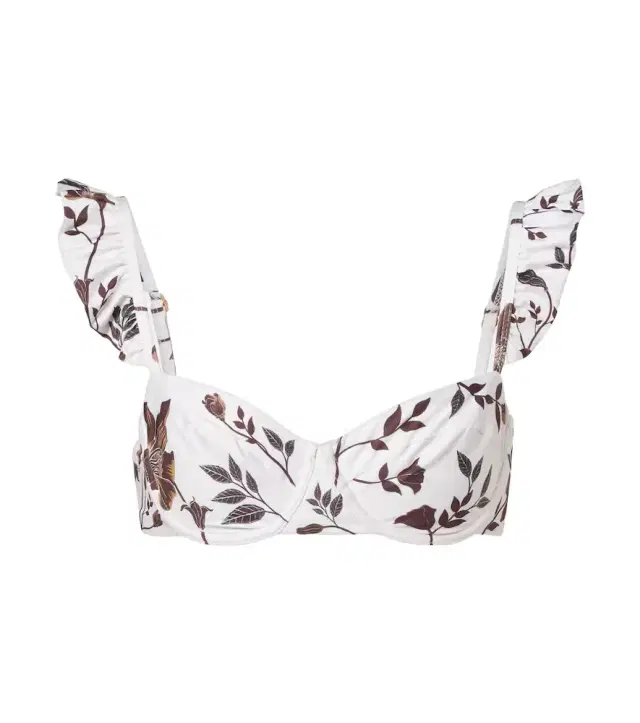 Agua by Agua Bendita Kiwi floral ruffled bikini top