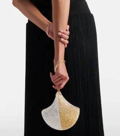 BVLGARI Ginkgo crystal-embellished suede clutch | Thumbnail 2