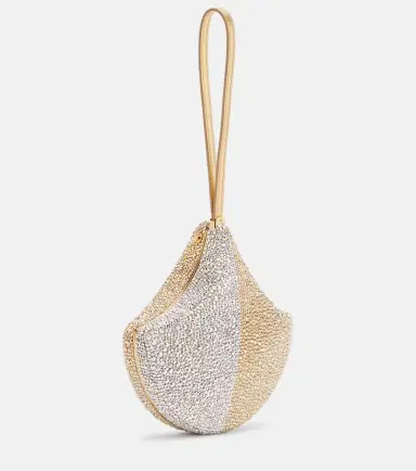 BVLGARI Ginkgo crystal-embellished suede clutch | Thumbnail 3