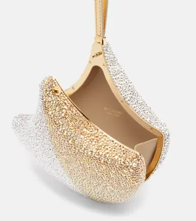 BVLGARI Ginkgo crystal-embellished suede clutch | Thumbnail 4