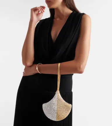 BVLGARI Ginkgo crystal-embellished suede clutch | Thumbnail 5