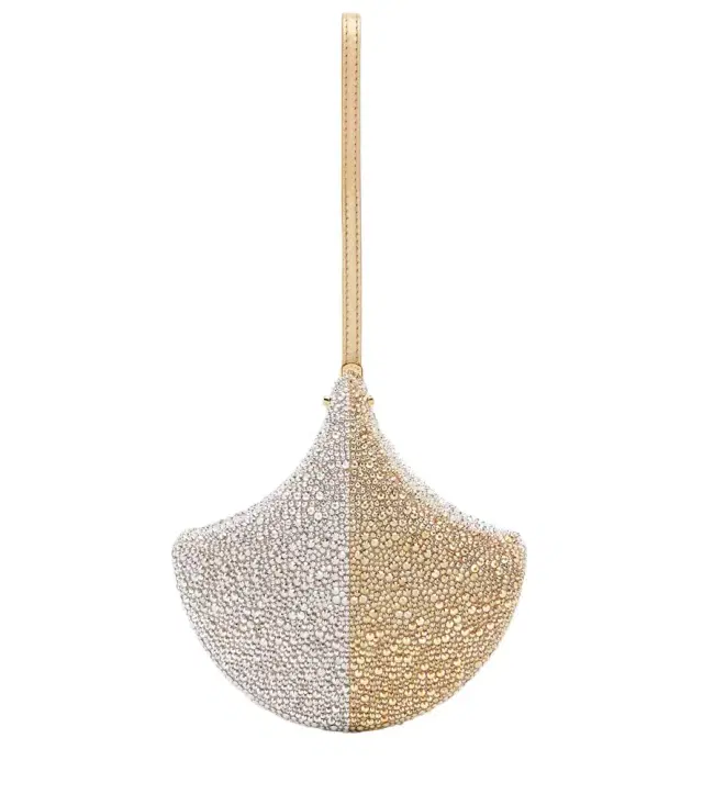 Bvlgari Ginkgo crystal-embellished suede clutch