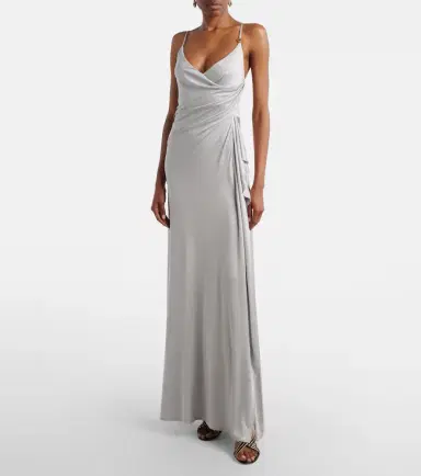 Versace Medusa draped jersey cocktail dress | Thumbnail 5 Versace Medusa draped jersey cocktail dress | Thumbnail 5