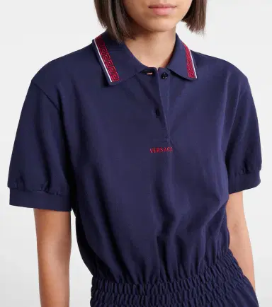 Versace Greca cotton piqué polo dress | Thumbnail 2 Versace Greca cotton piqué polo dress | Thumbnail 2