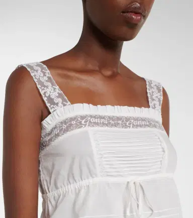 Ganni Lace-trimmed ruffled cotton crop top | Thumbnail 5 Ganni Lace-trimmed ruffled cotton crop top | Thumbnail 5