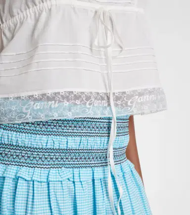 Ganni Lace-trimmed ruffled cotton crop top | Thumbnail 6 Ganni Lace-trimmed ruffled cotton crop top | Thumbnail 6