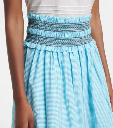 Ganni Embroidered gingham cotton poplin maxi skirt | Thumbnail 6