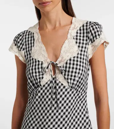 Rixo Amari lace-trimmed checked midi dress | Thumbnail 2 Rixo Amari lace-trimmed checked midi dress | Thumbnail 2