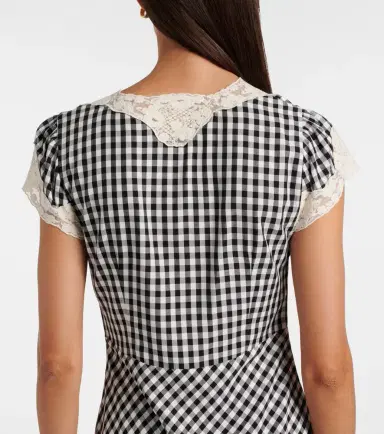 Rixo Amari lace-trimmed checked midi dress | Thumbnail 3 Rixo Amari lace-trimmed checked midi dress | Thumbnail 3