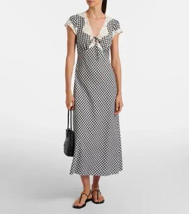 Rixo Amari lace-trimmed checked midi dress | Thumbnail 4 Rixo Amari lace-trimmed checked midi dress | Thumbnail 4