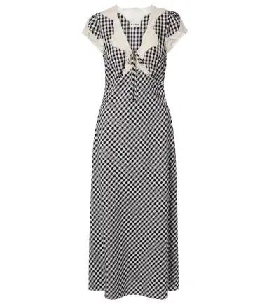 Rixo Amari lace-trimmed checked midi dress | Thumbnail 1 Rixo Amari lace-trimmed checked midi dress | Thumbnail 1