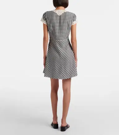 Rixo Lacie lace-trimmed checked crêpe minidress | Thumbnail 4 Rixo Lacie lace-trimmed checked crêpe minidress | Thumbnail 4