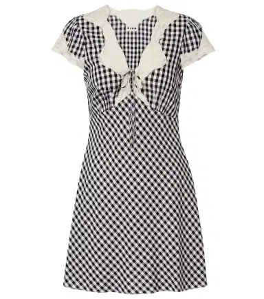 Rixo Lacie lace-trimmed checked crêpe minidress | Thumbnail 1 Rixo Lacie lace-trimmed checked crêpe minidress | Thumbnail 1