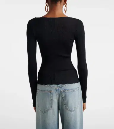 Saint Laurent Ribbed-knit silk top | Thumbnail 2