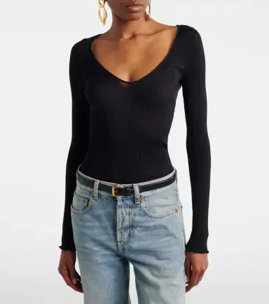 Saint Laurent Ribbed-knit silk top | Thumbnail 5
