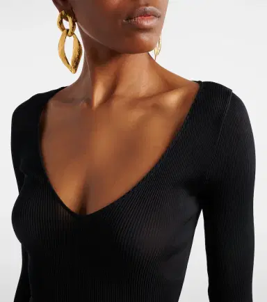 Saint Laurent Ribbed-knit silk top | Thumbnail 6