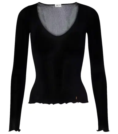 Saint Laurent Ribbed-knit silk top | Thumbnail 1