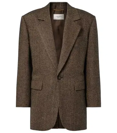 Saint Laurent Herringbone wool-blend blazer | Thumbnail 1 Saint Laurent Herringbone wool-blend blazer | Thumbnail 1