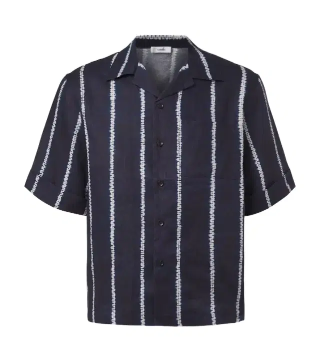 Commas Striped linen bowling shirt