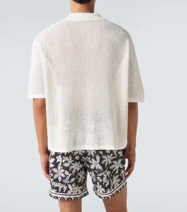 Commas Open-knit cotton-blend polo sweater | Thumbnail 4