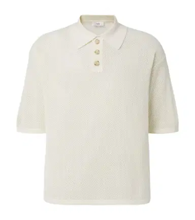 Commas Open-knit cotton-blend polo sweater | Thumbnail 1