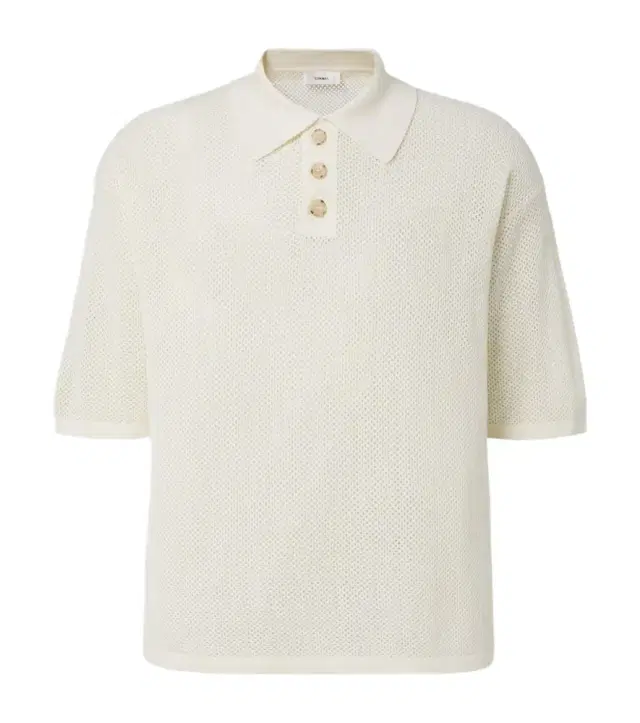 Commas Open-knit cotton-blend polo sweater