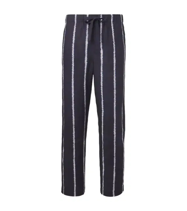 Striped linen wide-leg pants