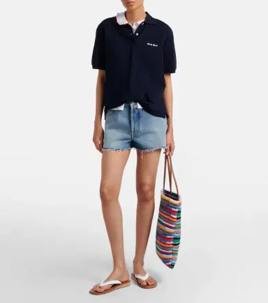 Miu Miu Frayed denim shorts | Thumbnail 4 Miu Miu Frayed denim shorts | Thumbnail 4