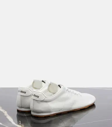 Miu Miu Plume leather-trimmed sneakers | Thumbnail 3