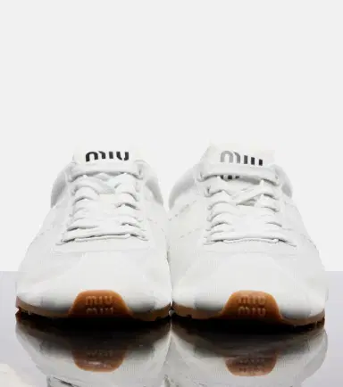 Miu Miu Plume leather-trimmed sneakers | Thumbnail 4