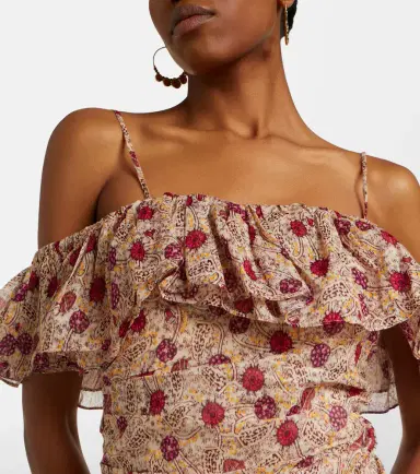 Marant Étoile Davilia off-shoulder ruched cotton minidress | Thumbnail 3