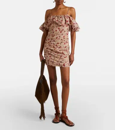 Marant Étoile Davilia off-shoulder ruched cotton minidress | Thumbnail 5