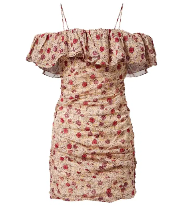 Davilia off-shoulder ruched cotton minidress