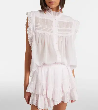 Marant Étoile Dersia embroidered ruffled cotton blouse | Thumbnail 4 Marant Étoile Dersia embroidered ruffled cotton blouse | Thumbnail 4