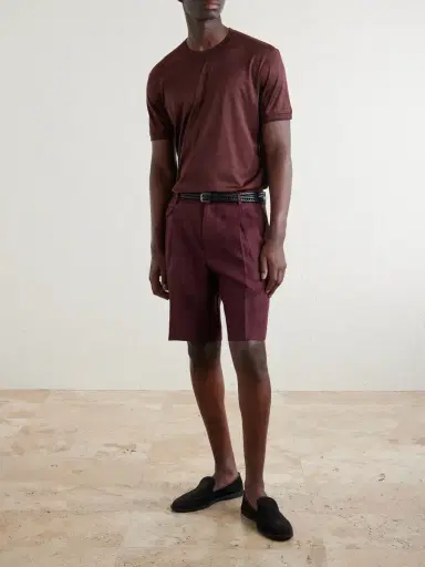 Dolce & Gabbana Maiolica Corallo Straight-Leg Pleated Linen Shorts - Men | Thumbnail 2 Dolce & Gabbana Maiolica Corallo Straight-Leg Pleated Linen Shorts - Men | Thumbnail 2