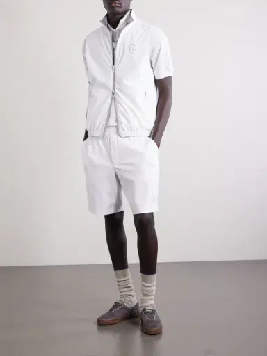 Brunello Cucinelli Straight-Leg Logo-Embroidered Cotton-Jersey Tennis Shorts - Men | Thumbnail 2