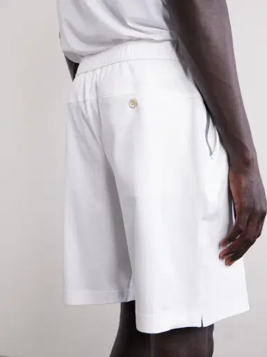 Brunello Cucinelli Straight-Leg Logo-Embroidered Cotton-Jersey Tennis Shorts - Men | Thumbnail 3