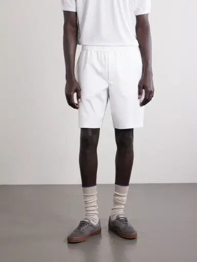 Brunello Cucinelli Straight-Leg Logo-Embroidered Cotton-Jersey Tennis Shorts - Men | Thumbnail 4