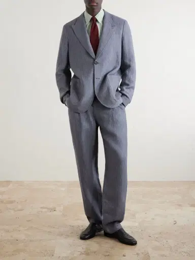 Oliver Spencer Wilkins Pinstriped Linen Suit Jacket - Men | Thumbnail 2