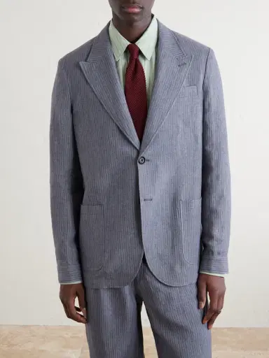 Oliver Spencer Wilkins Pinstriped Linen Suit Jacket - Men | Thumbnail 3