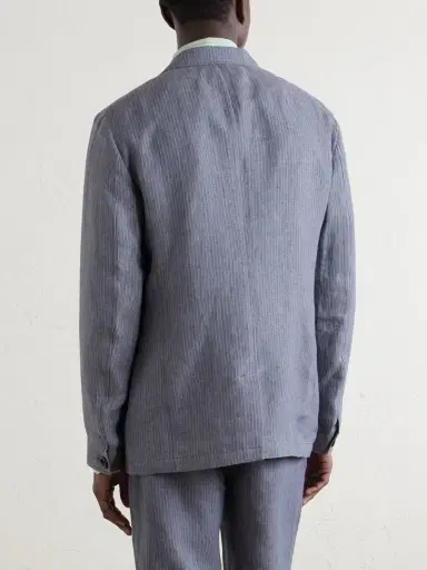 Oliver Spencer Wilkins Pinstriped Linen Suit Jacket - Men | Thumbnail 4